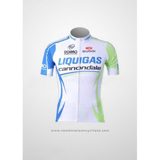 2011 Maillot Cyclisme Liquigas Cannondale Blanc et Vert Manches Courtes et Cuissard